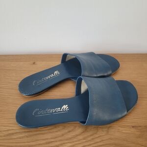 L'intervalle Blue Leather Women's Slide Sandals Size 6